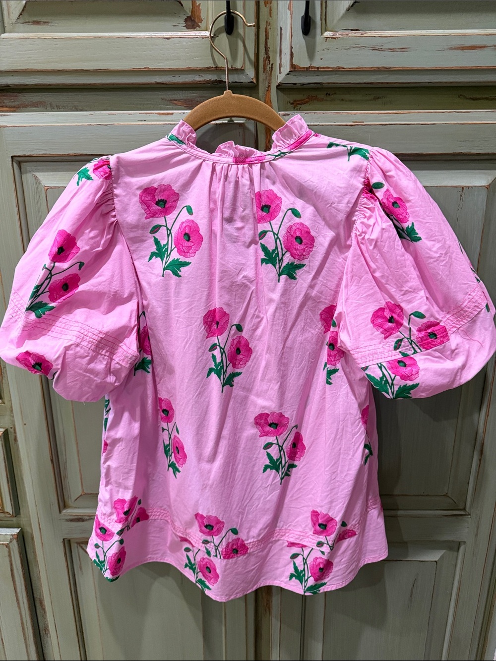 entro Pink Floral Puff-Sleeve Peasant Blouse - Picture 5 of 7